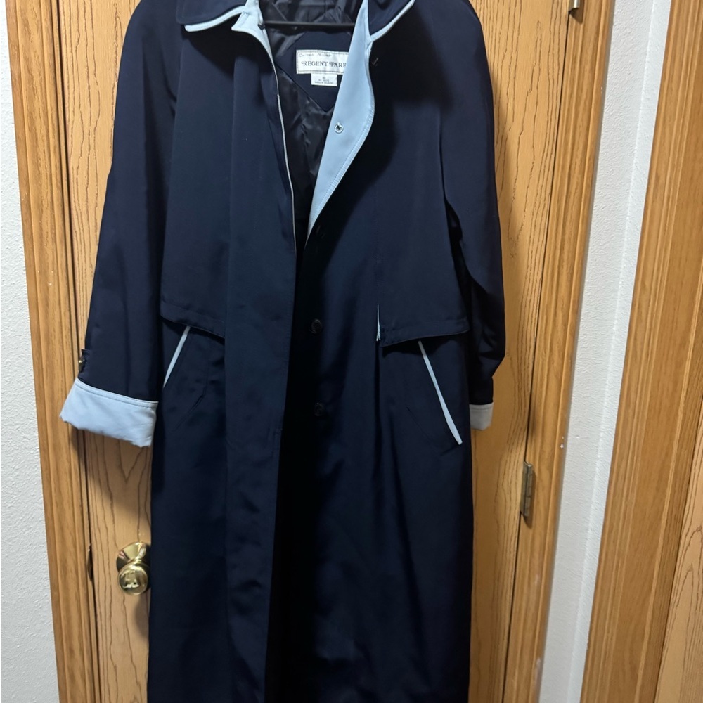 Vintage Regent Park Navy Blue Trench Coat size 10 - Picture 3 of 10